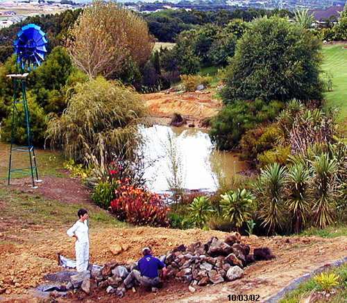Totara Lodge Duck Pond improvements, March 2002.